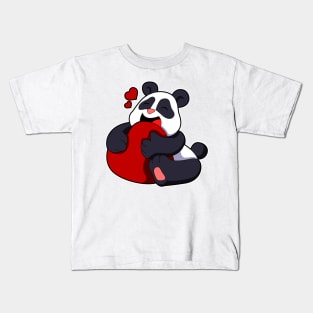 Panda - Love with Heart Kids T-Shirt